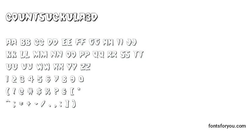Schriftart Countsuckula3D – Alphabet, Zahlen, spezielle Symbole