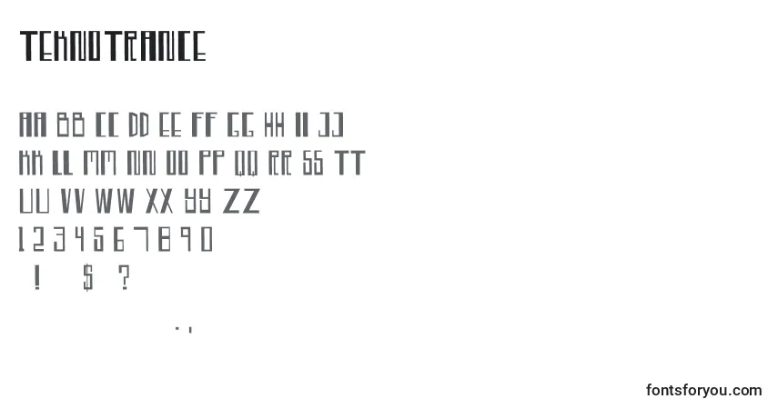 Czcionka TeknoTrance – alfabet, cyfry, specjalne znaki