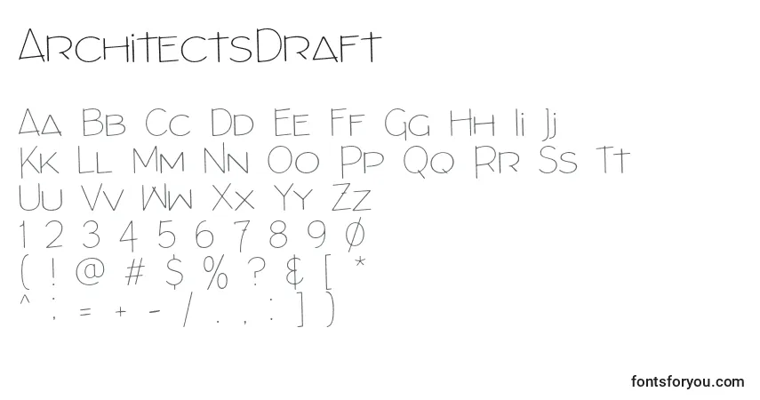 Fuente ArchitectsDraft - alfabeto, números, caracteres especiales