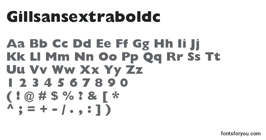 A fonte Gillsansextraboldc – alfabeto, números, caracteres especiais