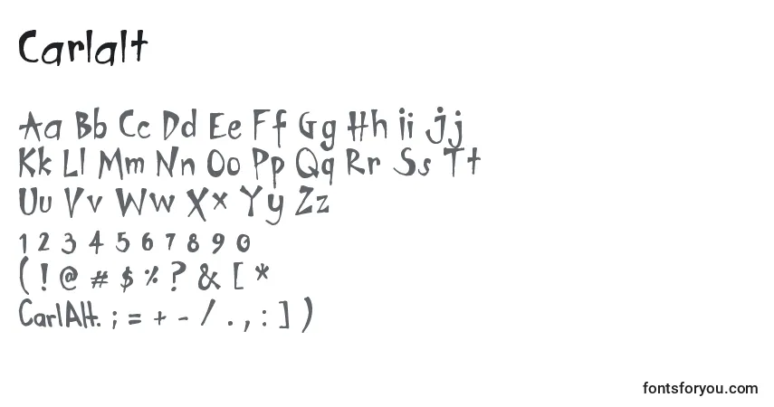 Schriftart Carlalt – Alphabet, Zahlen, spezielle Symbole