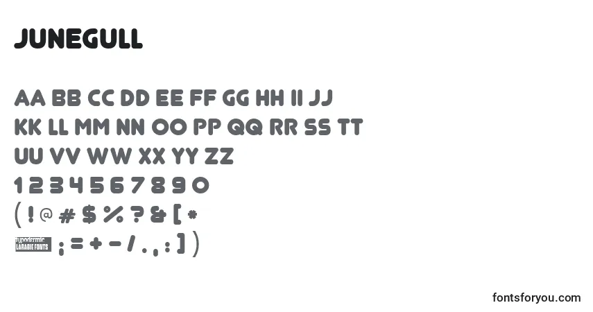 Schriftart Junegull – Alphabet, Zahlen, spezielle Symbole
