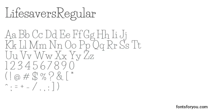 Czcionka LifesaversRegular – alfabet, cyfry, specjalne znaki