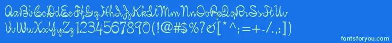 Fonte FigaroScript – fontes verdes em um fundo azul