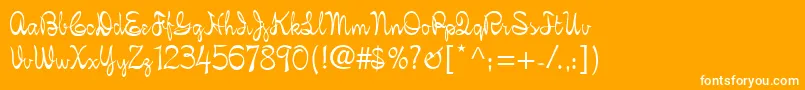 FigaroScript-Schriftart – Weiße Schriften auf orangefarbenem Hintergrund