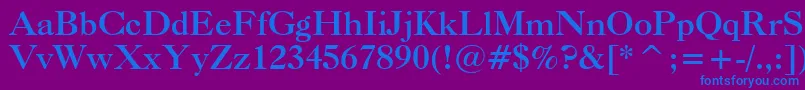 フォントCaslonBoldBt – 紫色の背景に青い文字