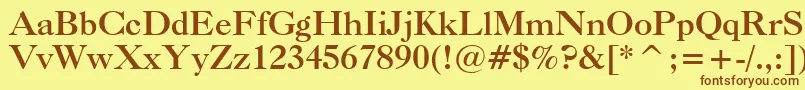 フォントCaslonBoldBt – 茶色の文字が黄色の背景にあります。