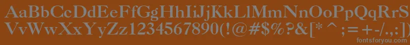 CaslonBoldBt-fontti – harmaat kirjasimet ruskealla taustalla