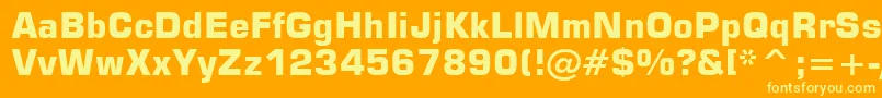 Square721BoldBt-fontti – keltaiset fontit oranssilla taustalla