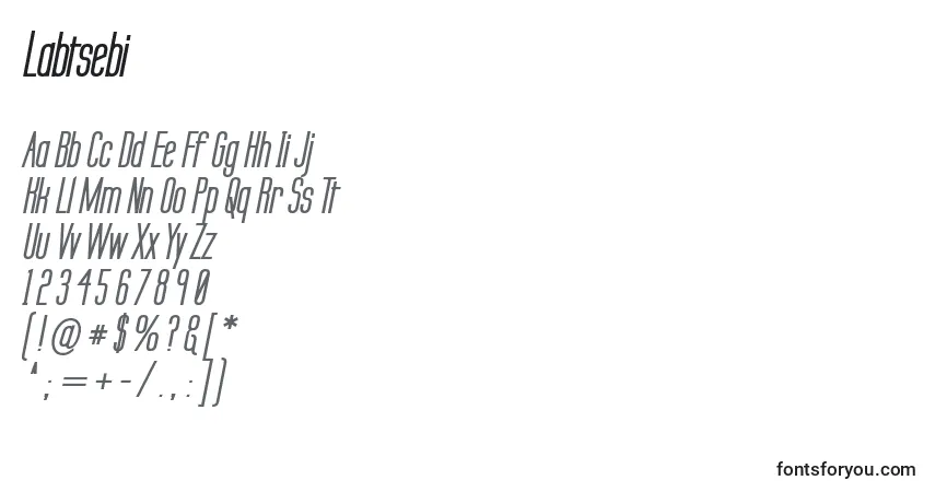 Czcionka Labtsebi – alfabet, cyfry, specjalne znaki