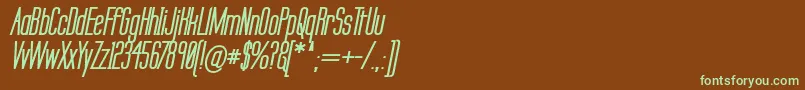 フォントLabtsebi – 緑色の文字が茶色の背景にあります。