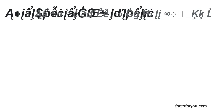 A fonte ArialSpecialG2BoldItalic – alfabeto, números, caracteres especiais