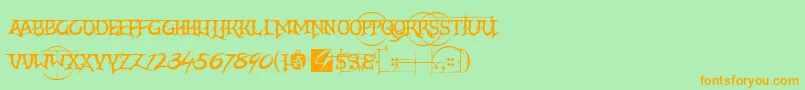 Fonte CreatorCampotypeSmcp – fontes laranjas em um fundo verde