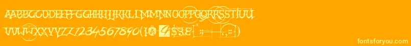 Шрифт CreatorCampotypeSmcp – жёлтые шрифты на оранжевом фоне