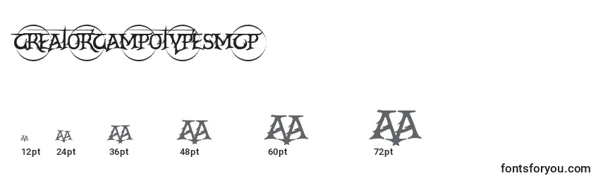 Размеры шрифта CreatorCampotypeSmcp