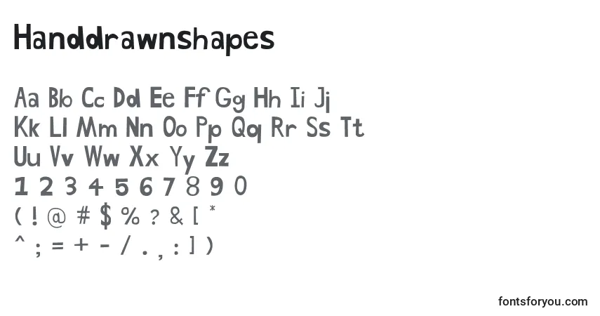 A fonte Handdrawnshapes (69735) – alfabeto, números, caracteres especiais
