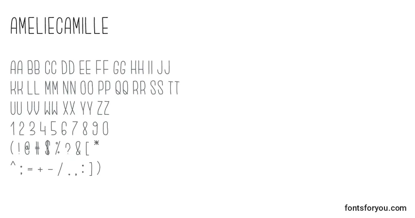 Czcionka Ameliecamille – alfabet, cyfry, specjalne znaki