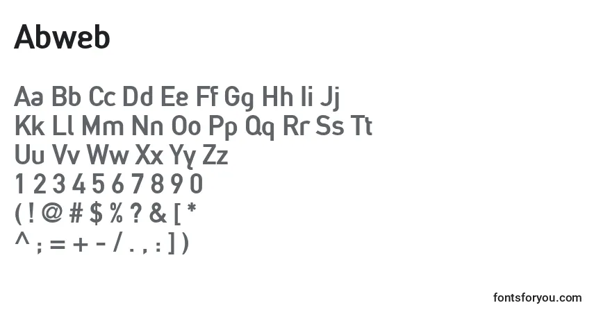 Czcionka Abweb – alfabet, cyfry, specjalne znaki