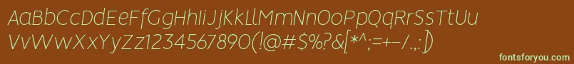 VisionThinItalic-fontti – vihreät fontit ruskealla taustalla
