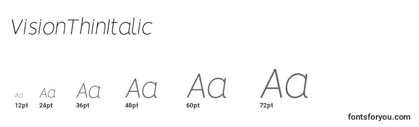 VisionThinItalic Font Sizes