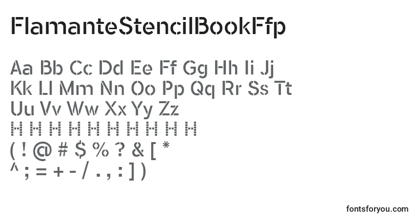 Шрифт FlamanteStencilBookFfp – алфавит, цифры, специальные символы