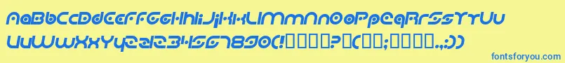 Fonte PlanetaryOrbiterItalic – fontes azuis em um fundo amarelo
