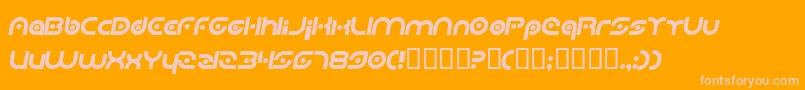 PlanetaryOrbiterItalic-Schriftart – Rosa Schriften auf orangefarbenem Hintergrund