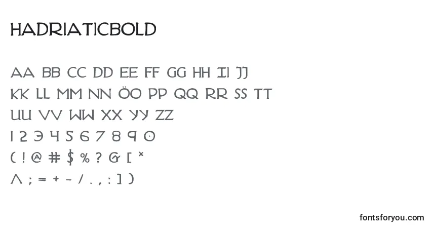 Czcionka HadriaticBold – alfabet, cyfry, specjalne znaki