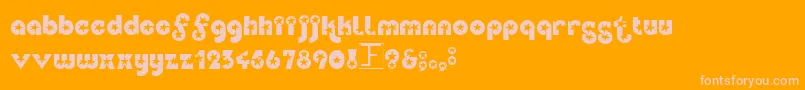 Weitere Informationen zur Independence-Schriftart Independence-Schriftart – Rosa Schriften auf orangefarbenem Hintergrund