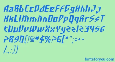 SfjunkculturecondensedObli font – Blue Fonts On Green Background