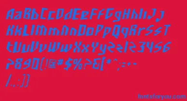 SfjunkculturecondensedObli font – Blue Fonts On Red Background