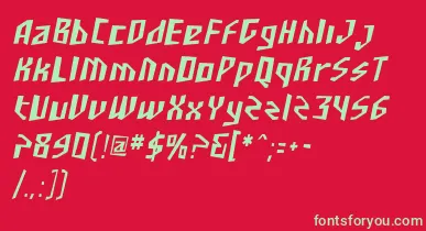 SfjunkculturecondensedObli font – Green Fonts On Red Background
