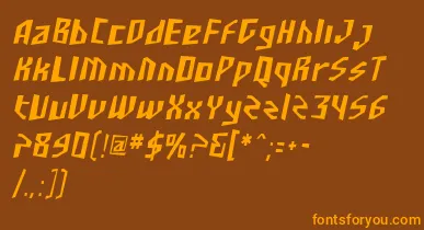 SfjunkculturecondensedObli font – Orange Fonts On Brown Background