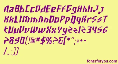 SfjunkculturecondensedObli font – Purple Fonts On Yellow Background