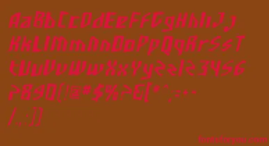 SfjunkculturecondensedObli font – Red Fonts On Brown Background