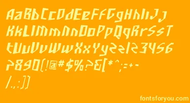 SfjunkculturecondensedObli font – Yellow Fonts On an Orange Background
