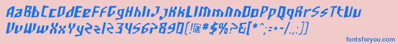 フォントSfjunkculturecondensedObli – ピンクの背景に青い文字