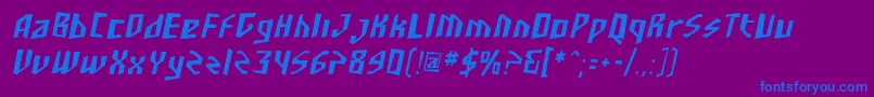 SfjunkculturecondensedObli-Schriftart – Blaue Schriften auf violettem Hintergrund
