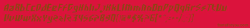 フォントSfjunkculturecondensedObli – 赤い背景に茶色の文字