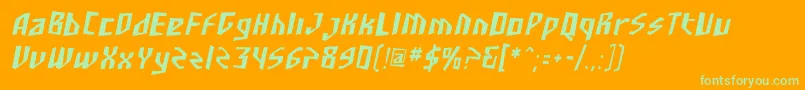SfjunkculturecondensedObli Font – Green Fonts on Orange Background