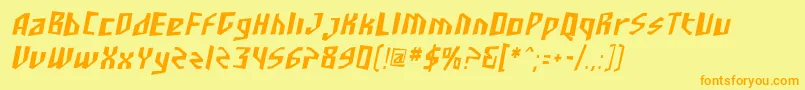 SfjunkculturecondensedObli-Schriftart – Orangefarbene Schriften auf gelbem Hintergrund