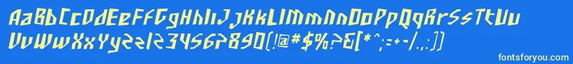 SfjunkculturecondensedObli Font – Yellow Fonts on Blue Background