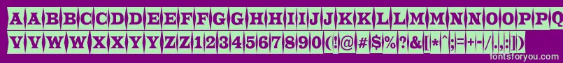 フォントATrianglercmfld – 紫の背景に緑のフォント