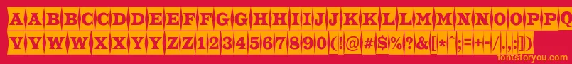フォントATrianglercmfld – 赤い背景にオレンジの文字