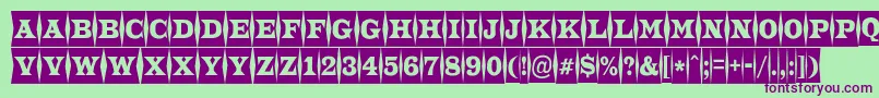 フォントATrianglercmfld – 緑の背景に紫のフォント
