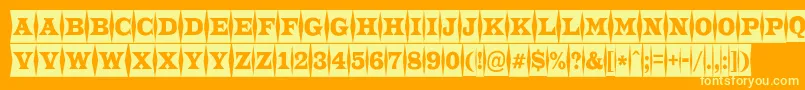 ATrianglercmfld-Schriftart – Gelbe Schriften auf orangefarbenem Hintergrund