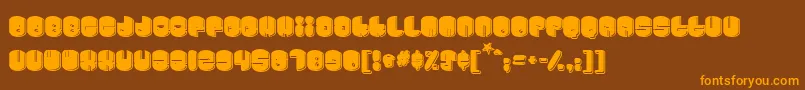 フォントCosmojun – オレンジ色の文字が茶色の背景にあります。
