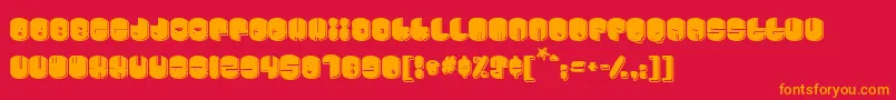 フォントCosmojun – 赤い背景にオレンジの文字