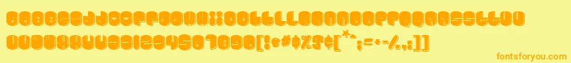 フォントCosmojun – オレンジの文字が黄色の背景にあります。