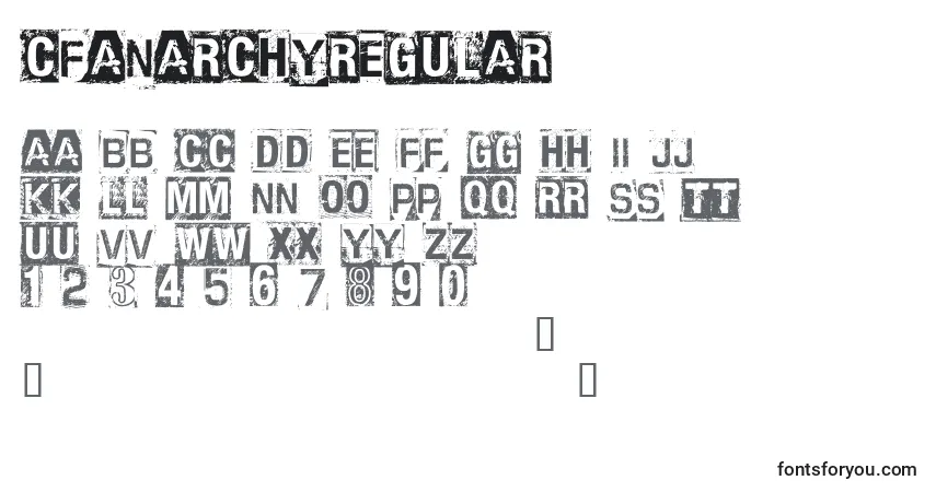 A fonte CfanarchyRegular – alfabeto, números, caracteres especiais